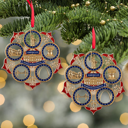 250 Years of American Icons Semiquincentennial Acrylic Ornament, Patriotic USA Christmas Decor 685759