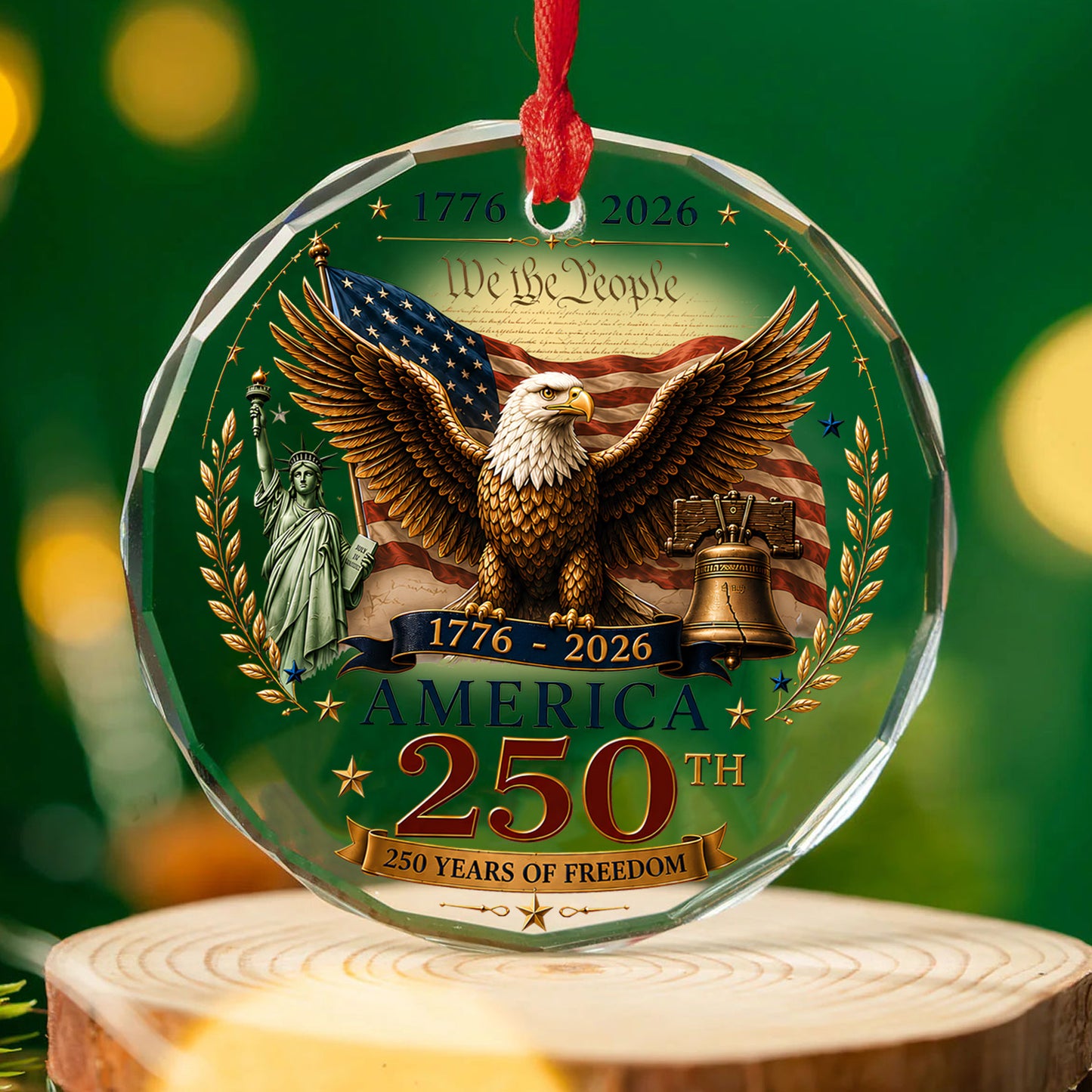 250 Years of America Glass Ornament, We The People 1776-2026 Patriotic 250th Anniversary Christmas Gift 685897