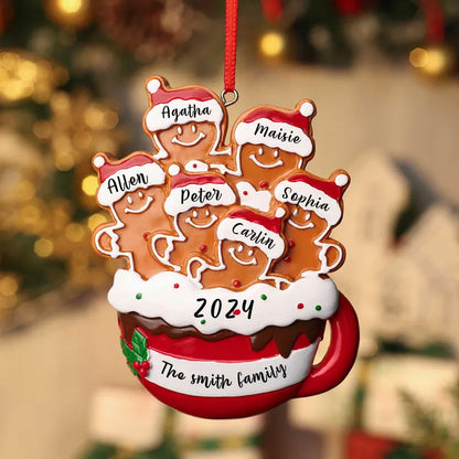 Personalized Family Gingerbread 3D Relief White Acrylic Ornament, Custom Names Christmas Gift 685946 WFD