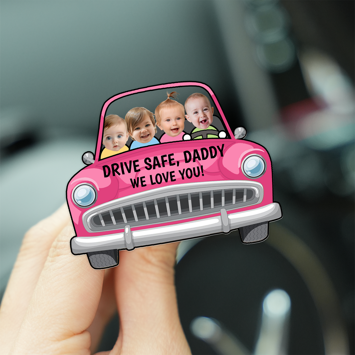 Personalized Baby Face Car Visor Clip, Custom Kid Photo Drive Safe Daddy Visor Clip, Father's Day Gift 685047