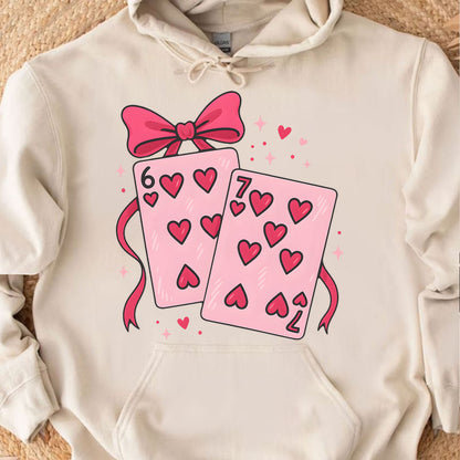 Playing Cards Valentine 6 7 Shirt, Preppy 67 Six Seven Valentine’s Sweatshirt, Coquette Funny Shirt 683925