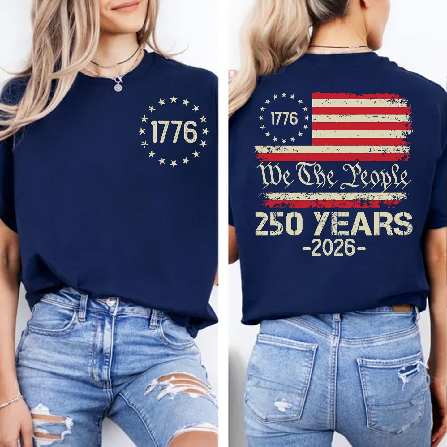 250 Years Anniversary Shirt, Patriotic 4th of July Hoodie, We The People 1776–2026 Pocket & Back Shirt 684132