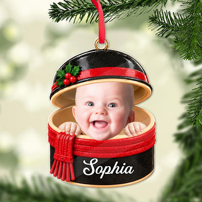 Custom Baby Face Dumpling Squishy Acrylic Ornament, Personalized Name Kids Christmas Gift 686355