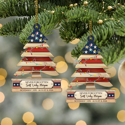 Personalized Military Acrylic Ornament | Folded Flag Memorial Ornament | Military Christmas Ornament 683489