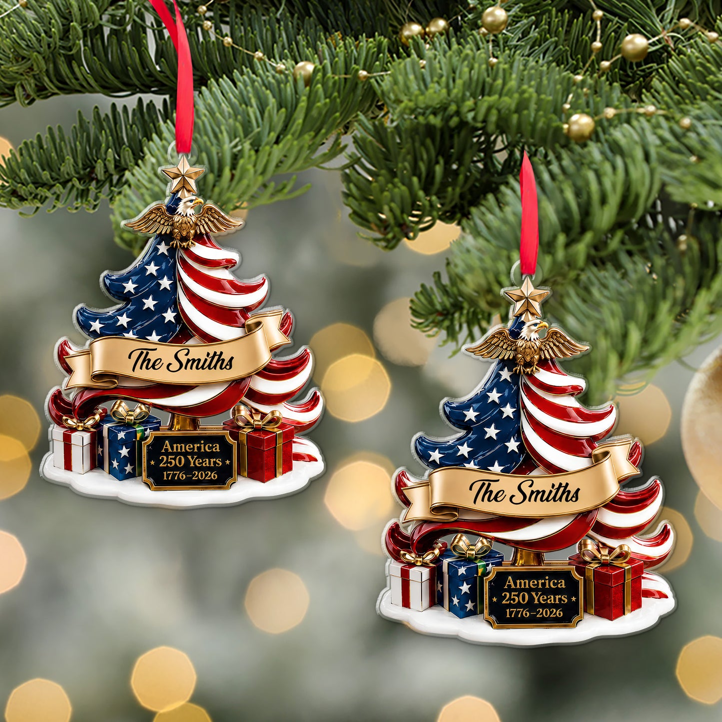 Personalized 250 Years of America 1776–2026 Acrylic Ornament, Patriotic USA Christmas Decor 685761