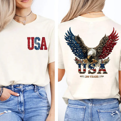 USA 250 Years Patriotic Bright Shirt | Eagle 4th of July Independence Day Pocket & Back Shirt 684511