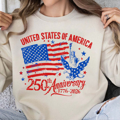 USA 250 Years Anniversary 1776-2026 Shirt | Patritoic US Flag Eagle Liberty Tee | Independence Day T-Shirt 684343