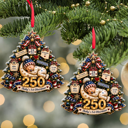 Personalized Baby's 1st Christmas USA 250th Anniversary Acrylic Ornament, Newborn Keepsake Gift 685953