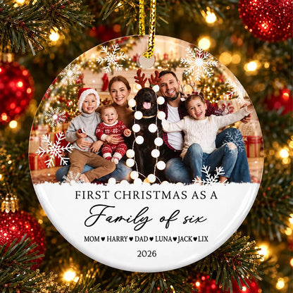 Personalized First Christmas Family Ceramic Ornament 2026, Custom Family Photo & Names Christmas Keepsake 686844 WFD