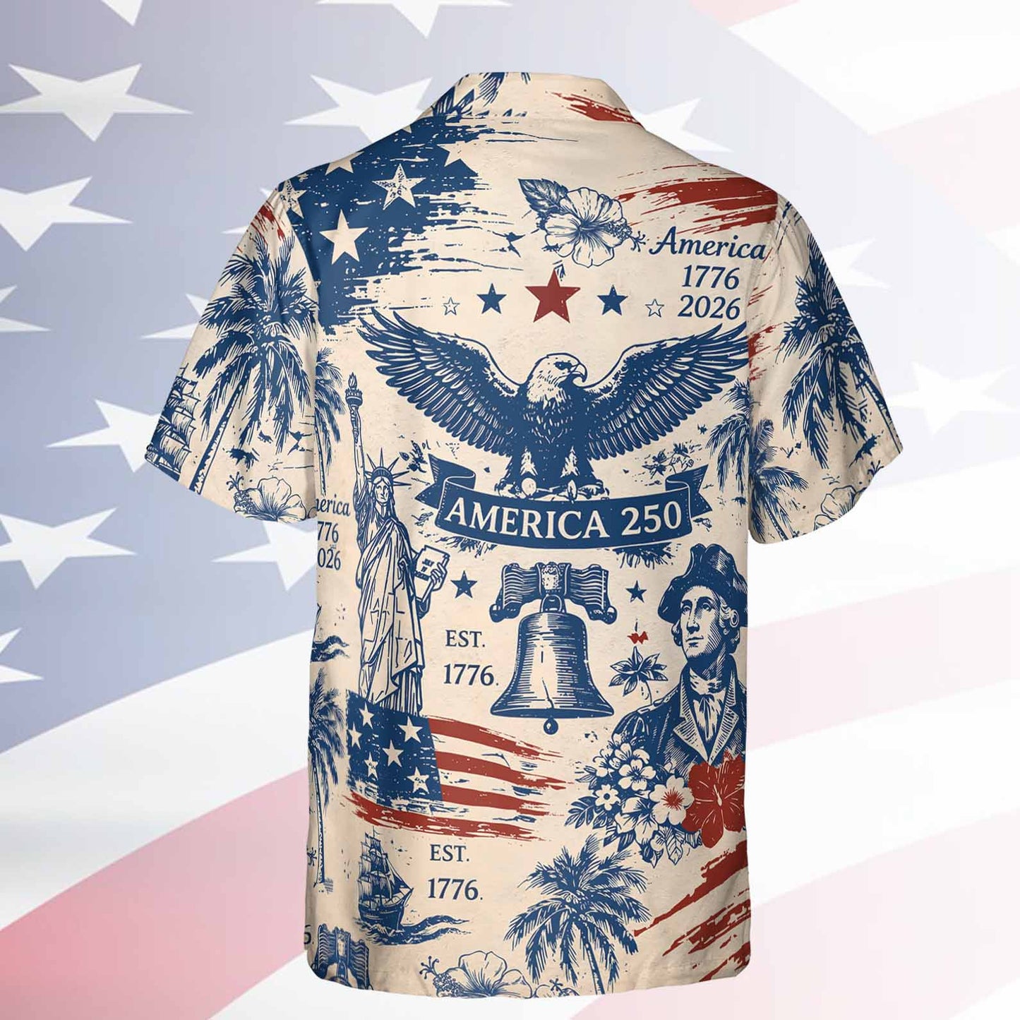 Vintage 250 Years America Hawaiian Shirt, Patriotic 1776-2026 AOP Hawaii Shirt, Independence Day Gift 685334