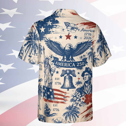 Vintage 250 Years America Hawaiian Shirt, Patriotic 1776-2026 AOP Hawaii Shirt, Independence Day Gift 685334