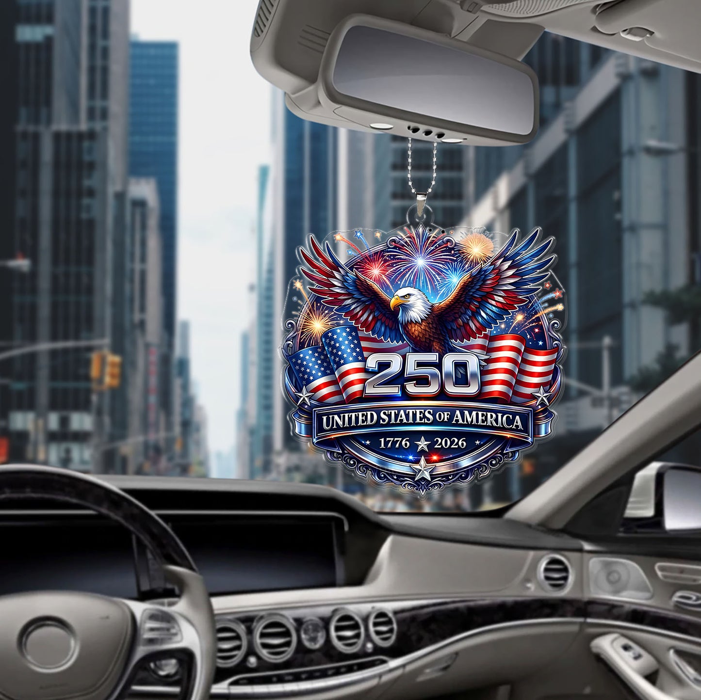 USA 250 Years Anniversary Car Ornament | Patriotic Eagle 1776–2026 Ornament | 4th of July Car Ornament 684222