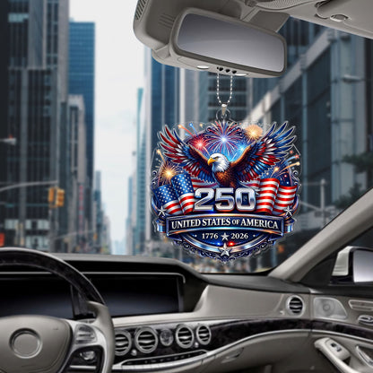 USA 250 Years Anniversary Car Ornament | Patriotic Eagle 1776–2026 Ornament | 4th of July Car Ornament 684222