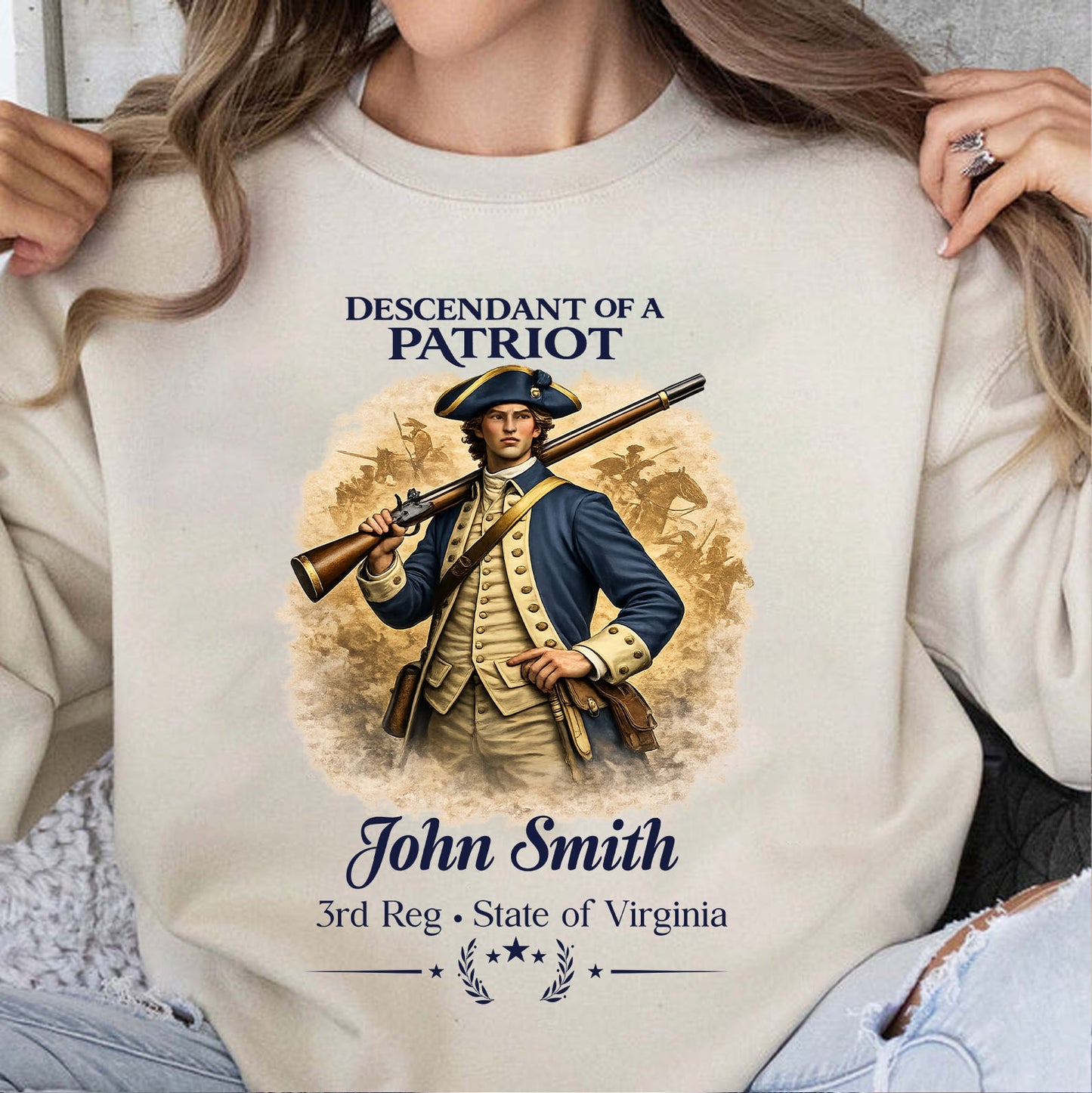 Personalized Descendant of a Patriot Bright Shirt, Custom Name 250 Years 1776–2026 Patriotic Tee 684701