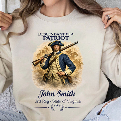 Personalized Descendant of a Patriot Bright Shirt, Custom Name 250 Years 1776–2026 Patriotic Tee 684701