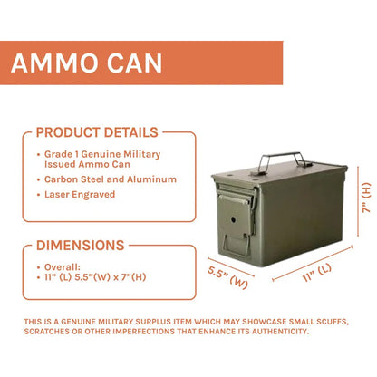 Custom Ammo Can, Personalized Ammunition Box, Gifts for Him, Birthday Gifts for Men, Military Gift for Dad Husband 683893