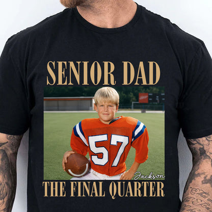 Personalized Senior Football Mom Shirt, Custom Vintage Photo Class of 2027 Tee, The Final Quarter Mom Gift 685647