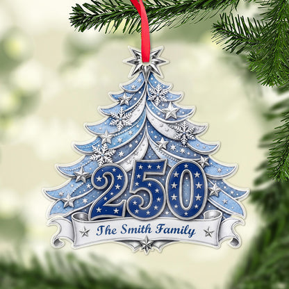 Personalized 250 Years Anniversary Christmas Tree Acrylic Ornament, Custom Family Christmas Ornament 685832