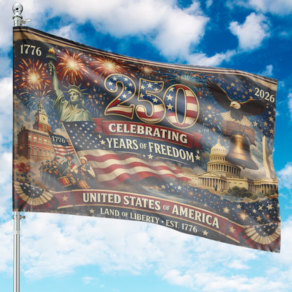 250 Years of Freedom House Flag | USA Land of Liberty 1776 Flag | Patriotic 4th of July House Flag 684224