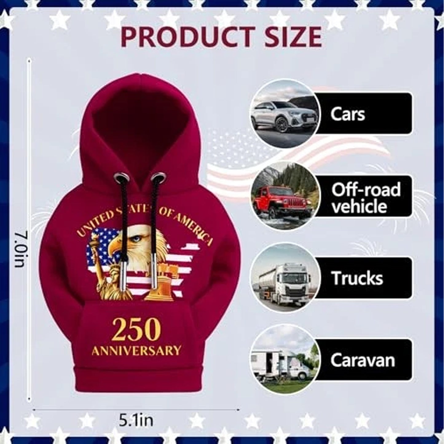 250 Years Anniversary USA Gear Shift Hoodie Cover, Patriotic Eagle Car Shifter Cover, 4th of July Gift 685285 WFD