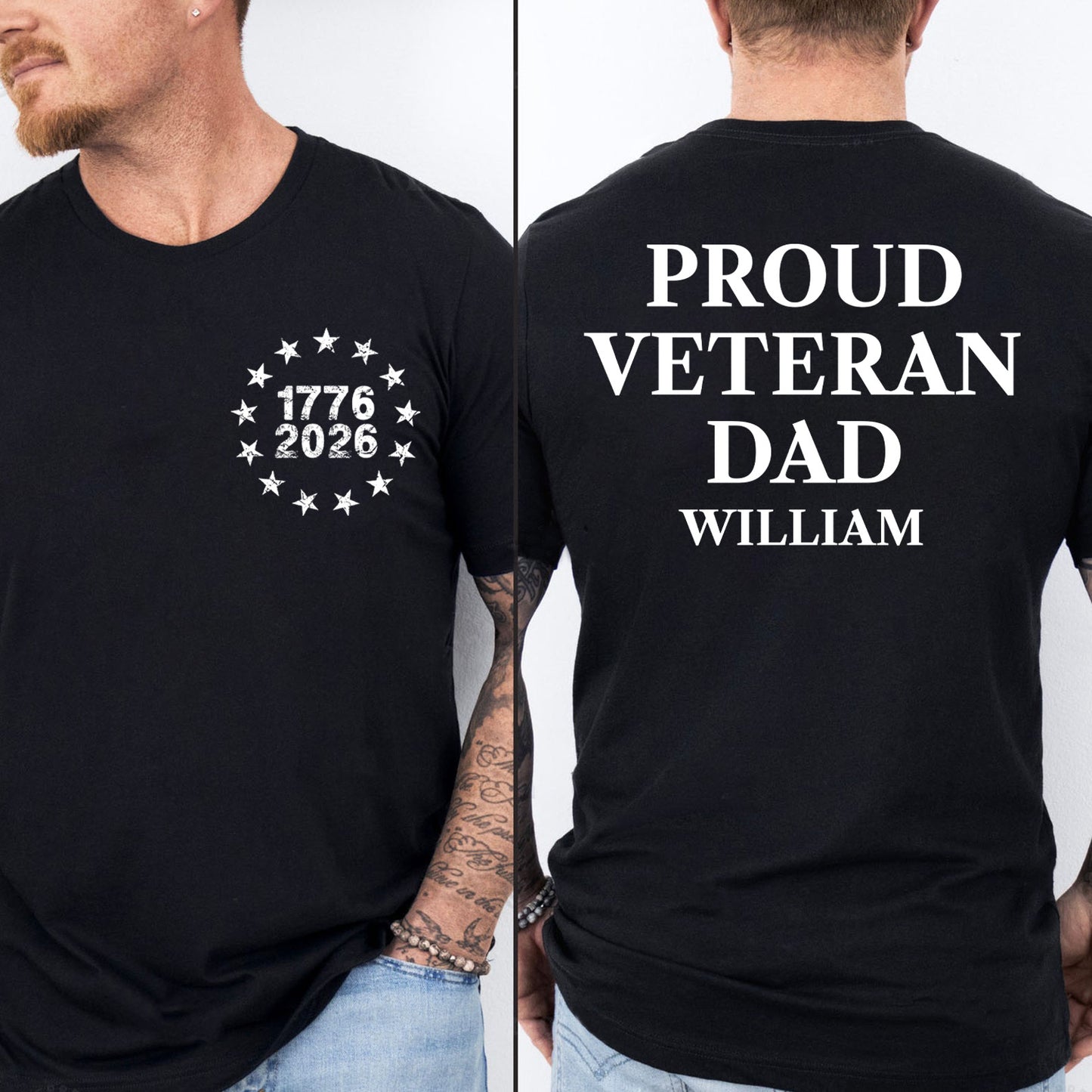 USA 250 Years 1776–2026 Pocket & Back Shirt | Patriotic Proud Veteran T-Shirt Gift for Dad, Mom 684656
