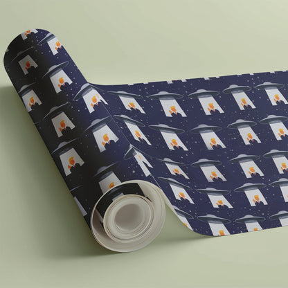 Funny Trump UFO Christmas Wrapping Paper, Alien Donald Trump Gift Wrap, Political Holiday Gift 686228