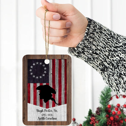 Custom Name Revolutionary Flag Wood Ornament | Personalized Patriotic Ornament 683487