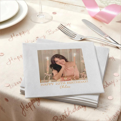Personalized Photo Cocktail Napkins, Custom Birthday Party Napkins, Birthday Napkins for All Ages 685535 WFD