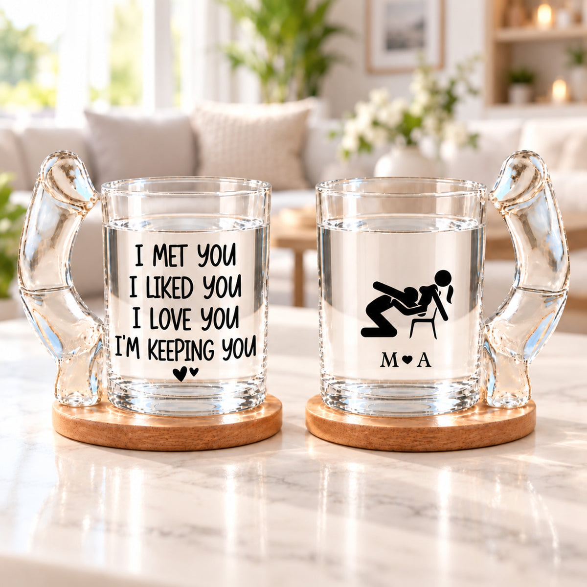 Personalized I Met You I Liked You I Love You Glass Mug, Funny Romantic Couple Gift, Anniversary Gift 686704 WFD