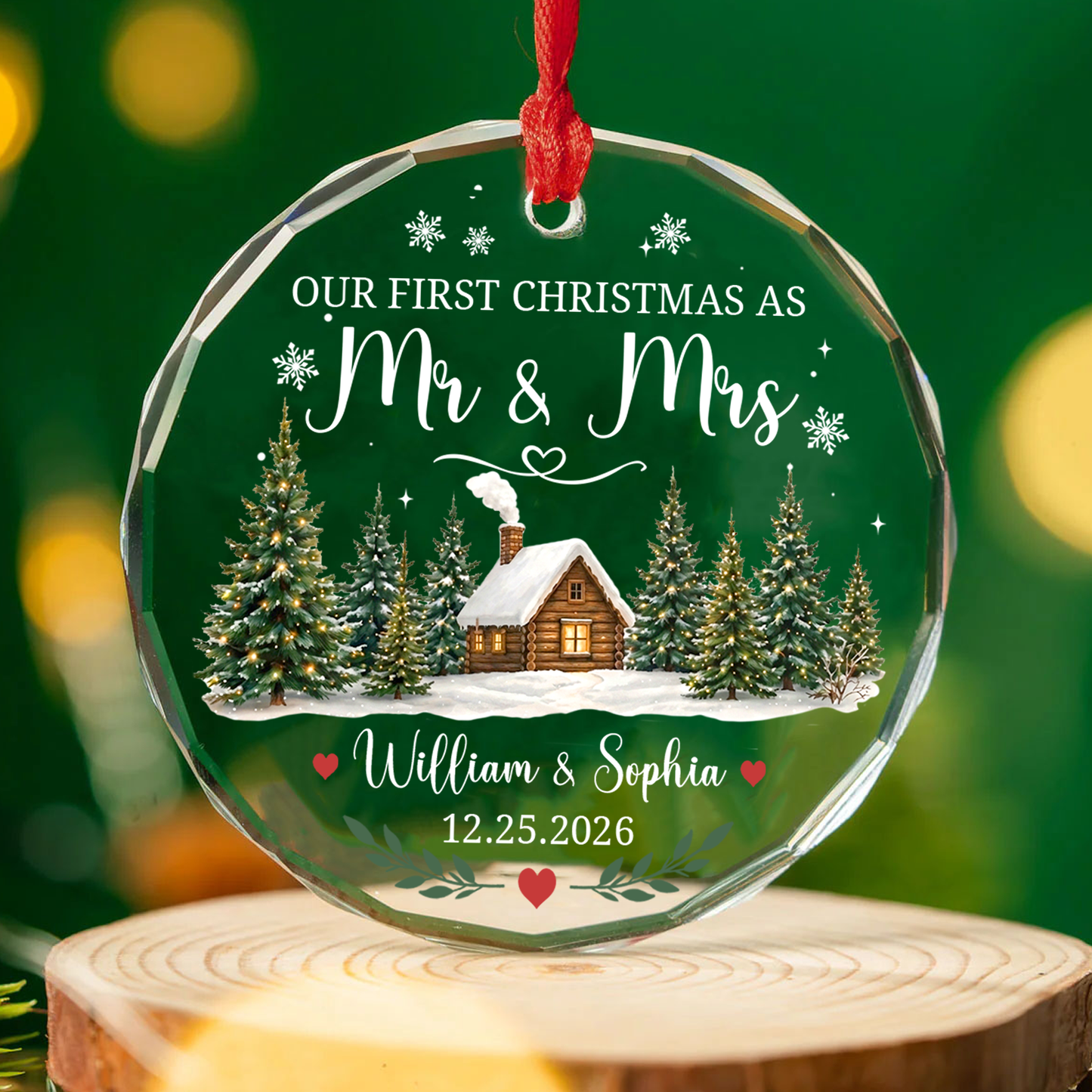Personalized First Christmas Married Glass Ornament, Custom Mr & Mrs Christmas Keepsake, Wedding Gift for Couple 685940