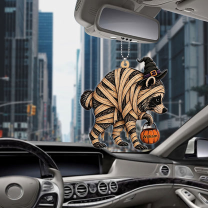 Personalized Mummy Raccoon Car Ornament, Funny Trick or Trash Halloween Ornament 685851