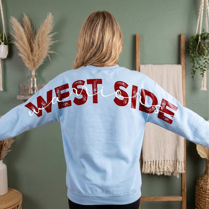 Personalized Game Day Big Back Text Sweatshirt, Custom Distressed Name Sweatshirt, Football Fan Gift 685678 WFD