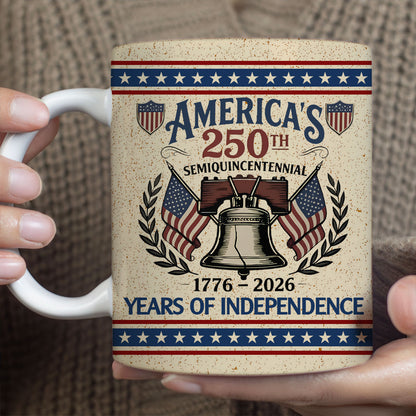 250 Years Anniversary White Mug | Semiquincentennial 1776–2026 Coffee Cup | Patriotic Liberty Bell Ceramic Mug 684423
