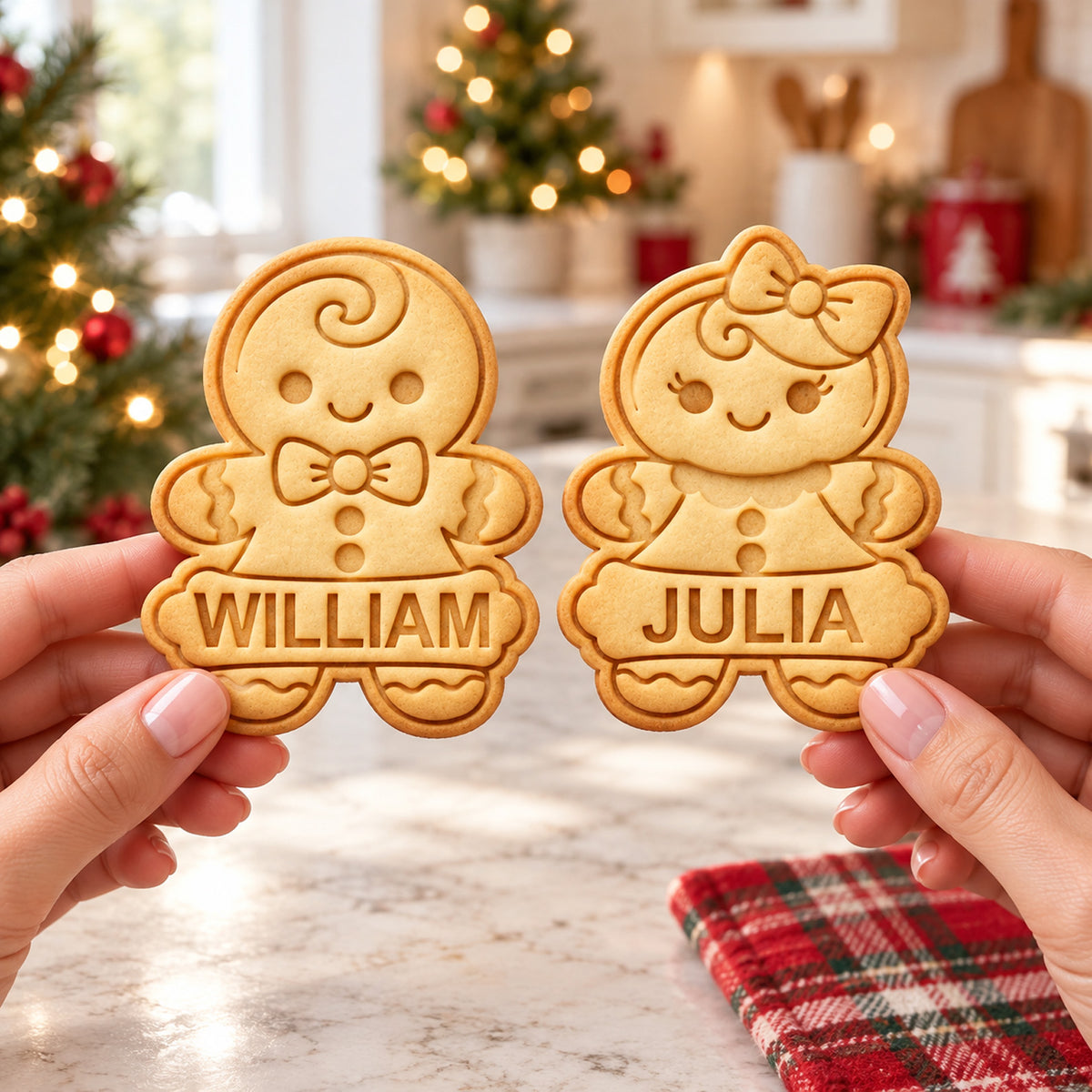 Personalized Gingerbread Cookie Cutter & Stamp, Custom Name Christmas Baking Tool, Gift for Bakers 686984 WFD