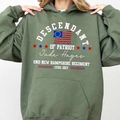 Custom Name Descendant of a Patriot Shirt | Personalized DAR SAR Tee | American Revolution Heritage T-Shirt 684419