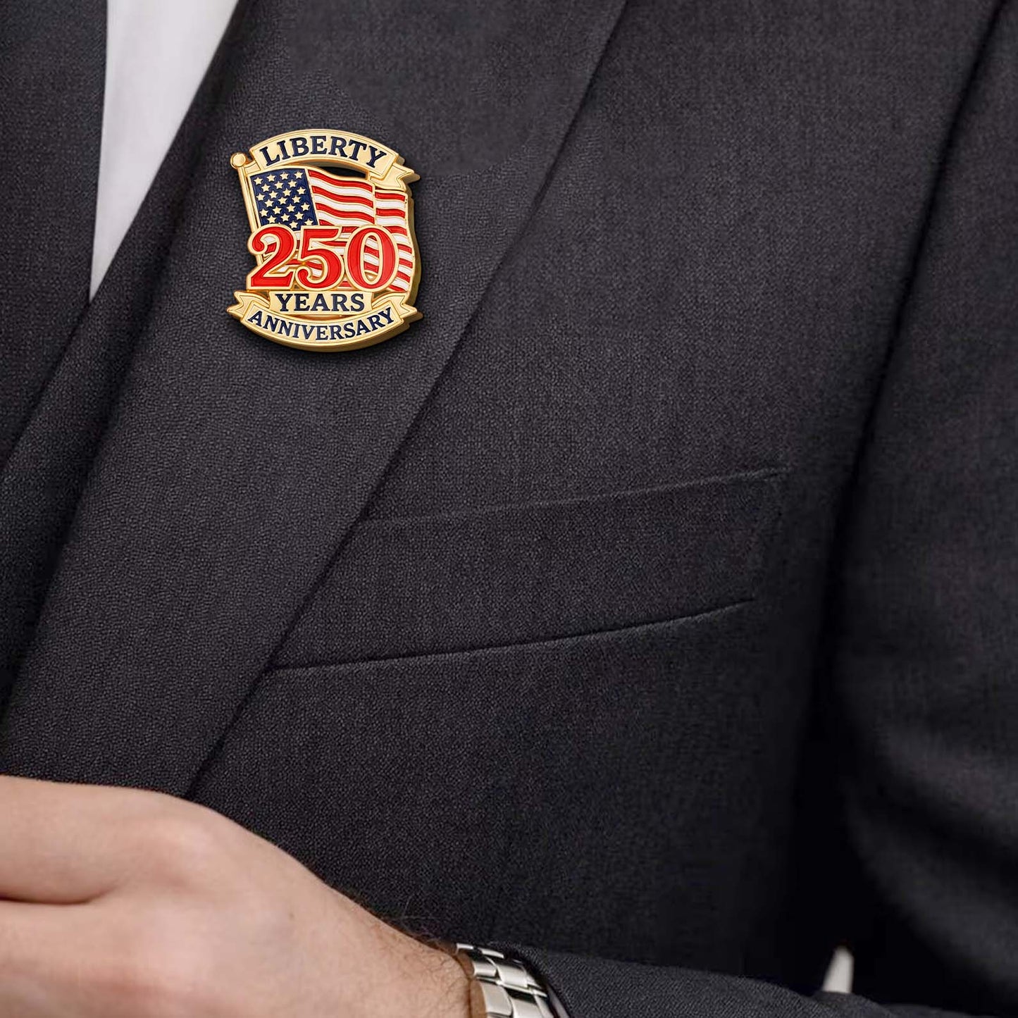 Liberty 250 Years Anniversary American Flag Lapel Pin Pack of 10, Patriotic 1776–2026 Keepsake Gift 684697