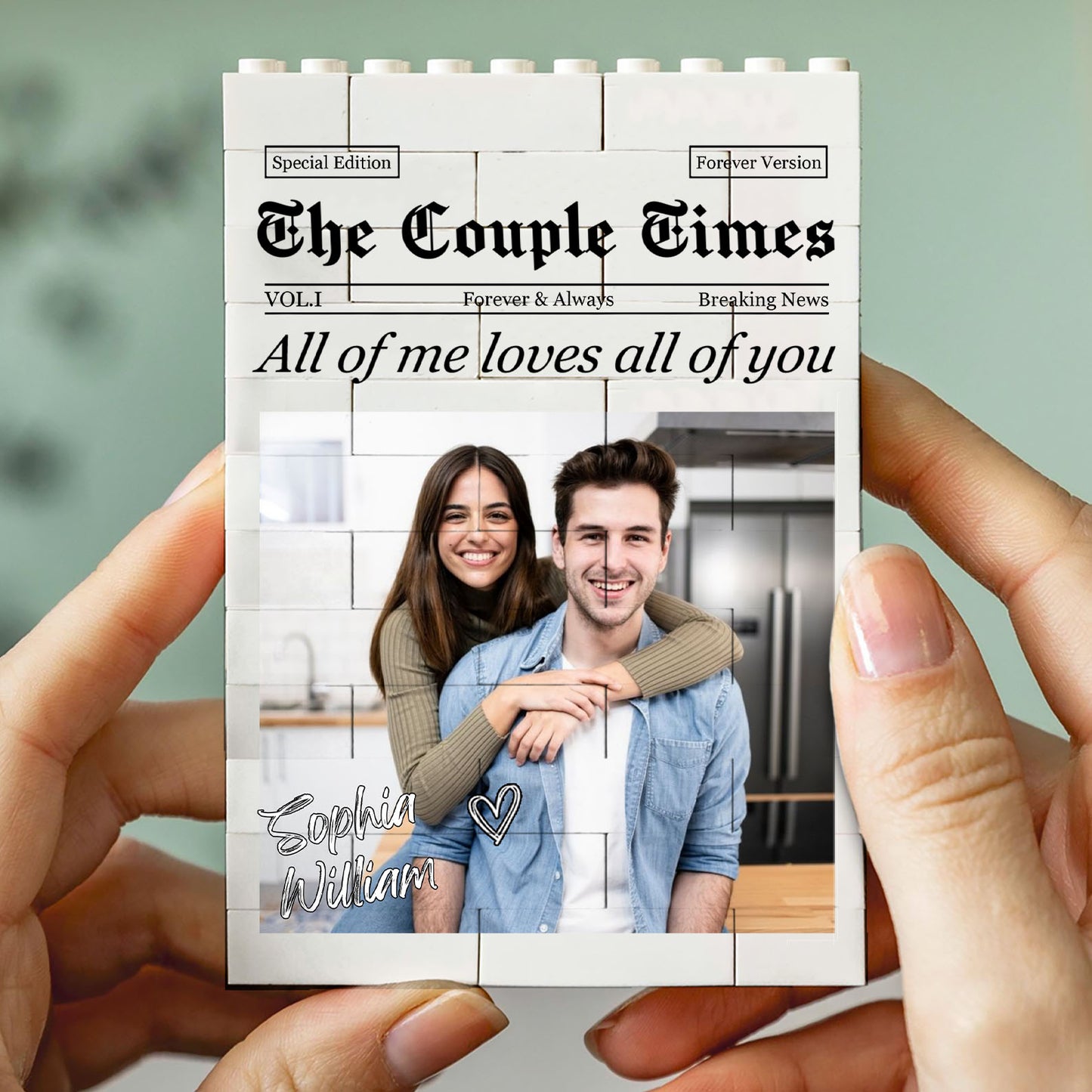 Custom Photo Building Brick Blocks for Couple, Personalized Anniversary Keepsake, Gift for Couple 685972