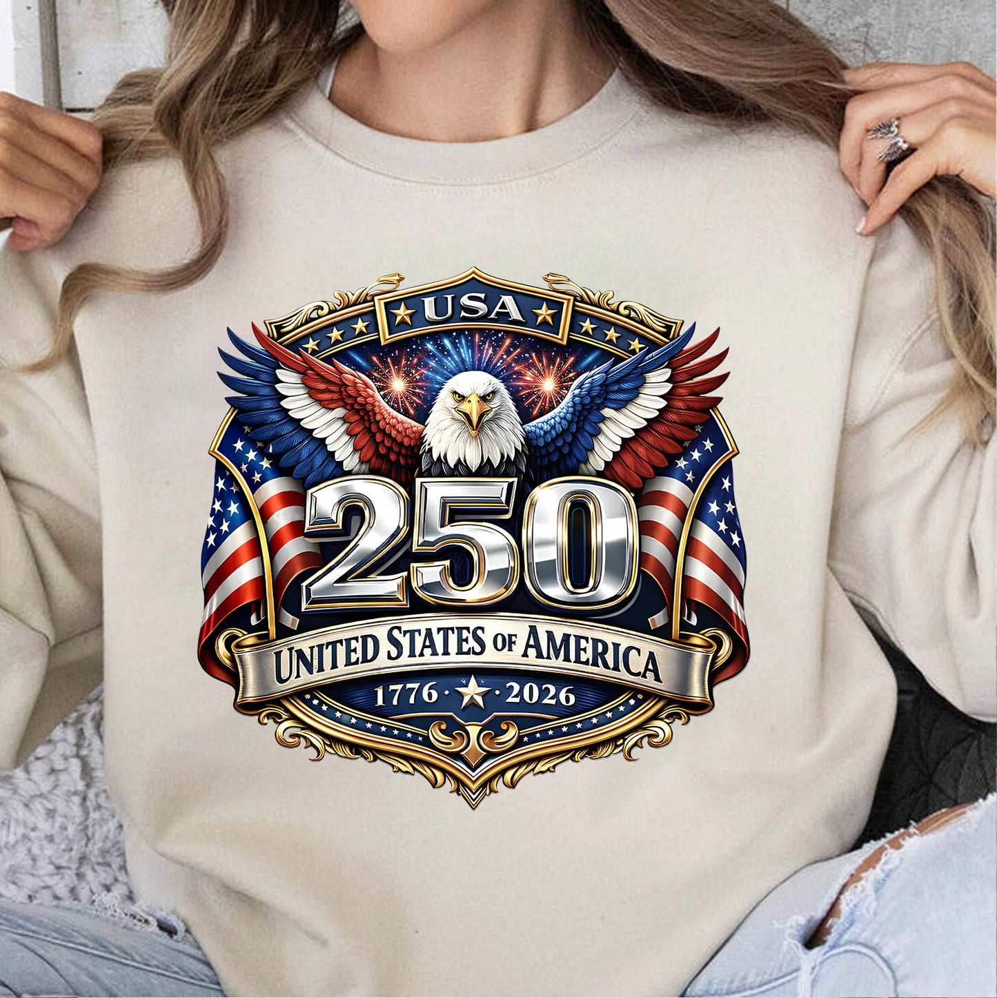 250 Years USA Bright Shirt | Patriotic Eagle US Flag 1776–2026 Tee | 4th of July T-Shirt 684457