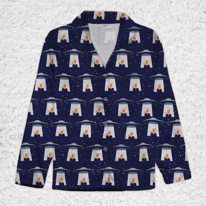 Funny Trump UFO Pajama Set, Alien Donald Trump Christmas PJs, Political Holiday Gift 686228