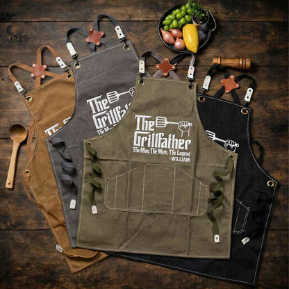 Custom Embroidered Apron for Dad Grandpa, Personalized Father’s Day Gift, BBQ Grilling Apron for Him 685135