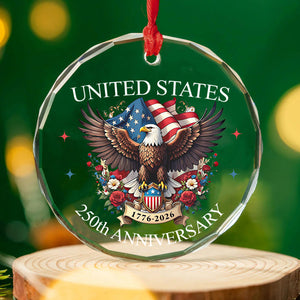 United States 250 Years Anniversary Glass Ornament | Patriotic 1776–2026 Christmas Ornament Decoration 683330