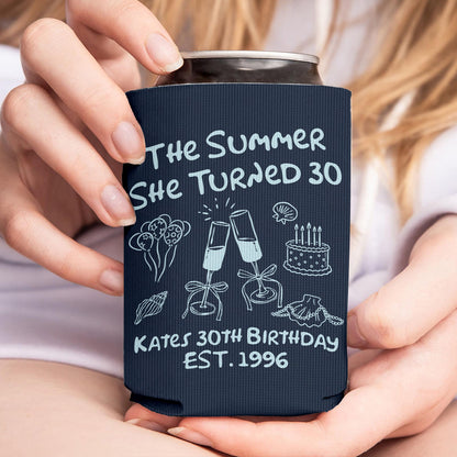 Personalized The Summer I Turned Birthday Can Cooler, Custom 30th 40th 50th Birthday Can Sleeve 685382