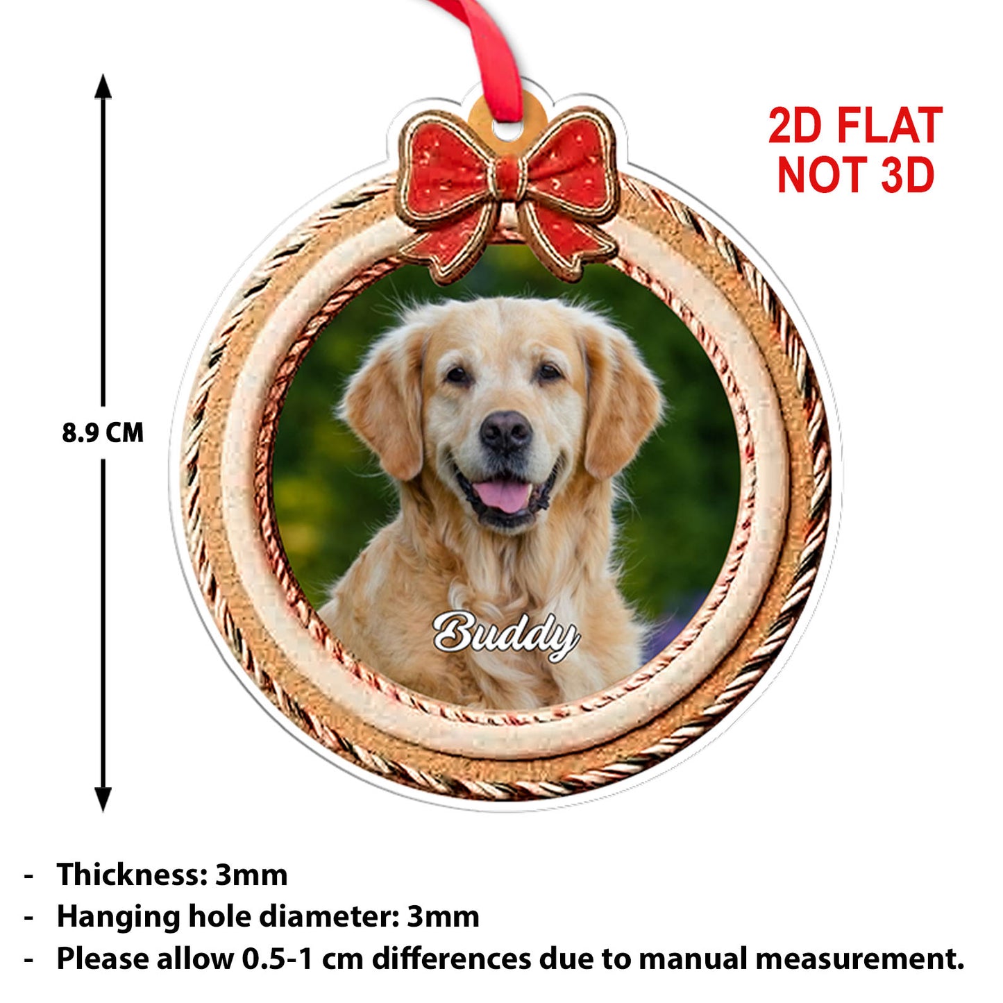 Christmas Dog Photo Acrylic Ornament | Personalized Custom Name Dog Cat Pet Photo Ornament 683589