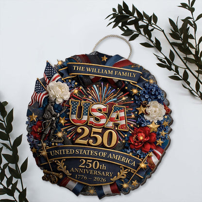 Custom Name USA 250 Years 1776–2026 Wooden Sign | Personalized 4th of July Wood Sign 684540
