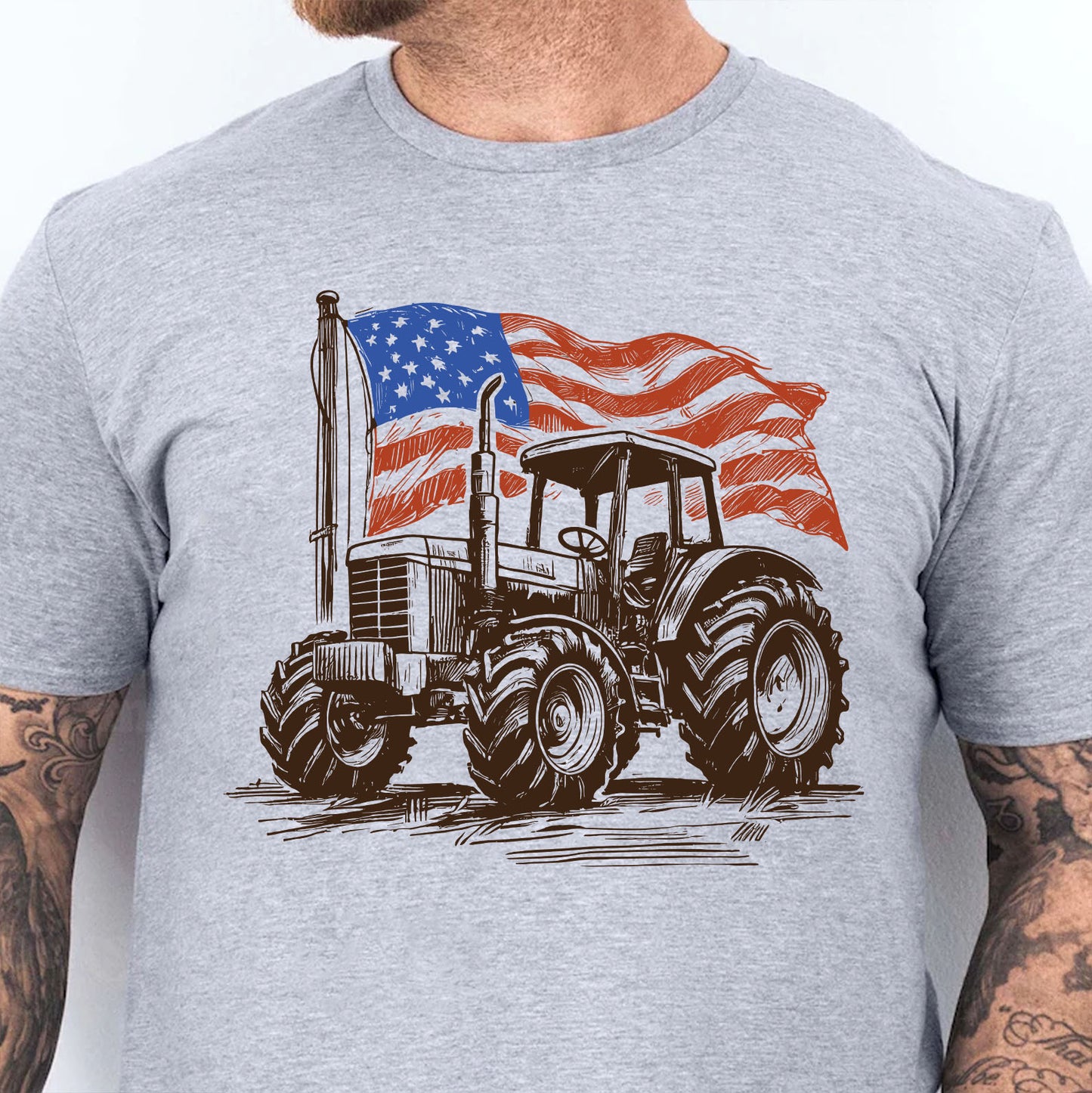 Patriotic Tractor Shirt, American Flag Farm Graphic Tee, USA Farmer 250 Years of America T-Shirt 685195