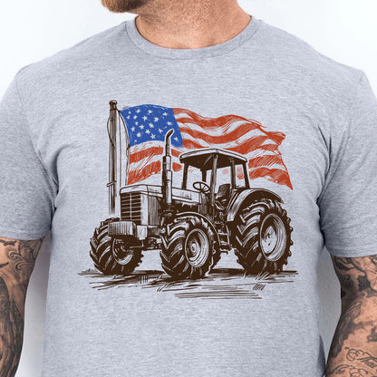 Patriotic Tractor Shirt, American Flag Farm Graphic Tee, USA Farmer 250 Years of America T-Shirt 685195