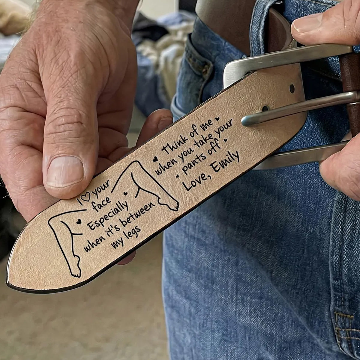 I Love Your Face Especially When It's Between My Legs Leather Belt, Custom Funny Leather Belt For Men 686627 WFD