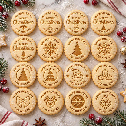 Personalized Christmas Cookie Stamp & Cutter, Custom Family Name Baking Tool, Christmas Gift for Bakers 686946 WFD