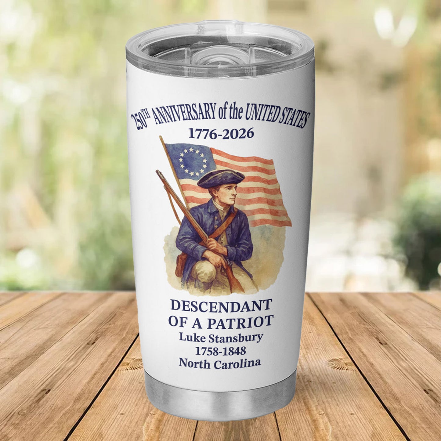 Personalized 250 Years of America Curved Tumbler | Custom Name Descendant of a Patriot 20oz Tumbler 684228
