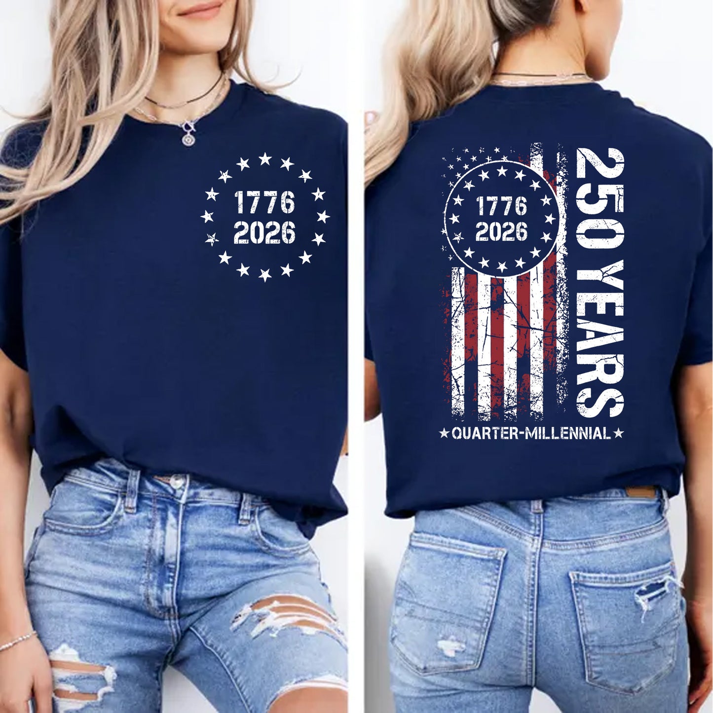 250 Years Anniversary Shirt, 1776–2026 USA T-Shirt, Patriotic American Flag Shirt, 4th of July Pocket & Back Shirt 684079